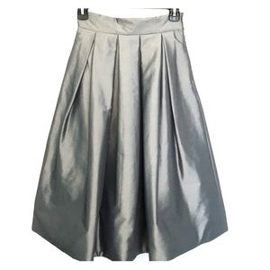 Steel Gray Taffeta Midi Skirt